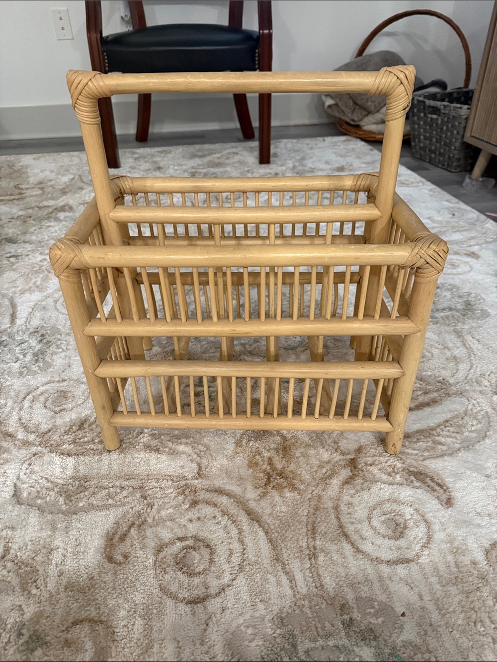 Vintage Natural Rattan Magazine Rack